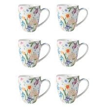 Fluttering Meadow 390ml Porcelain Coupe Mugs (Set of 6)
