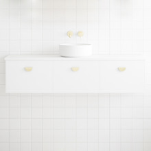 Chifley Blossom White Wall Hung Single Vanity with Half Moon Handle