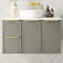 Arco 900mm Wall Hung Single Vanity with Solid Surface Countertop