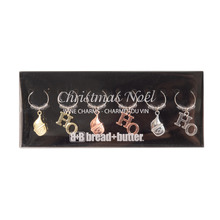 6 Piece Carol Santa & Ho Wine Glass Charm Set