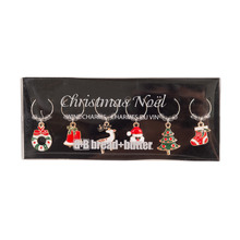 6 Piece Carol Christmas Mix Wine Glass Charm Set