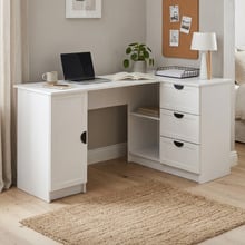 Bekston L-Shaped Desk with Half Moon Handles