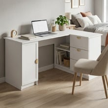 Bekston L-Shaped Desk with Half Moon Handles