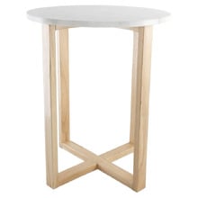 White Kiri Marble & Rubberwood Side Table