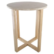 Kiri Travertine & Rubberwood Side Table