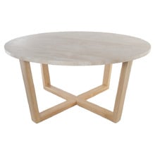 Kiri Travertine & Rubberwood Coffee Table