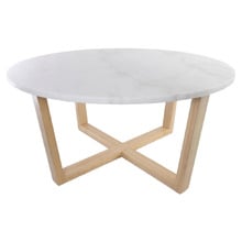 White Kiri Marble & Rubberwood Coffee Table