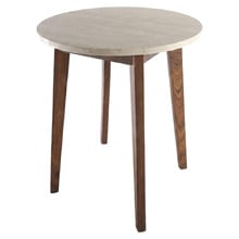 Kumi Travertine & Rubberwood Side Table