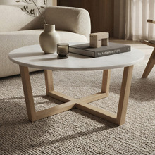 White Kiri Marble & Rubberwood Coffee Table