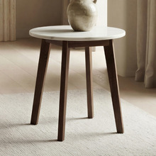 Kumi Marble & Rubberwood Side Table