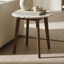 Kumi Calacatta Marble & Rubberwood Side Table