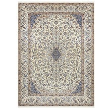 Cream & Blue Nain Wool Persian Rug