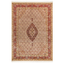 Cream & Red Wool Mahi Rug