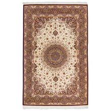 Brown Hand-Knotted Silk Qum Rug