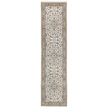 Beige Hand-Knotted Wool Kashan Rug