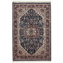 Cream Jaypor Hand-Knotted Wool Rug