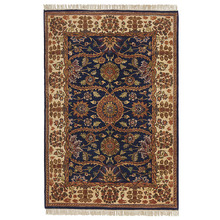 Navy Jaypor Hand-Knotted Wool Rug