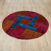 Falil Patchwork Hand-Knotted Wool Round Persian Rug