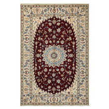 Burgundy Red Medallion Hand-Knotted Wool Persian Rug