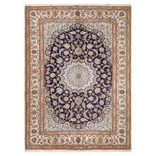 Dark Brown Medallion Hand-Knotted Wool Persian Rug