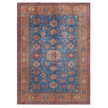 Red & Blue Hand-Knotted Wool Persian Rug