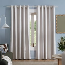 Lexington Grey & White Blockout Eyelet Curtains (Set of 2)