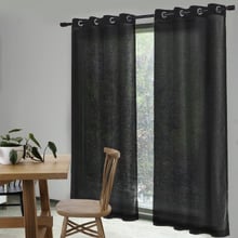 Valerian Ebony Sheer Eyelet Curtains (Set of 2)
