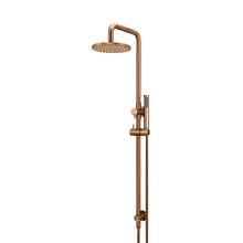 Round 200mm Twin shower with Square Gooseneck & Single Function Hand Shower