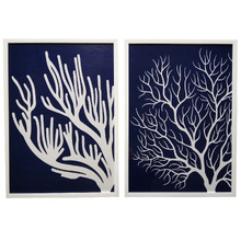 White Corals Framed Paper Print Wall Art Diptych