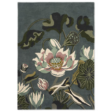 Midnight Pond Water Lily Hand-Tufted Wool Rug