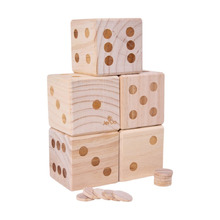5 Piece Natural Giant Wooden Dice Set