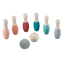 Kids' Maroon Wooden Bowling Set