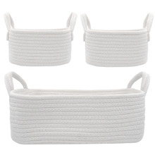 3 Piece White Cotton Rope Storage Set
