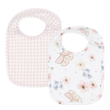 Living Textiles 2 Piece Butterfly & Gingham Cotton Bib Set