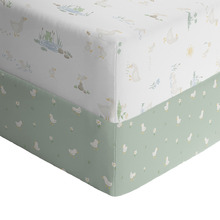 Living Textiles 2 Piece Goosey Goosey Organic Cotton Cot Fitted Sheet Set