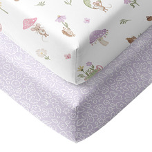 Living Textiles 2 Piece Whimsical Wonderland Organic Cotton Cot Fitted Sheet Set
