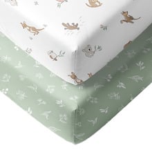 Living Textiles 2 Piece Australiana Organic Cotton Cot Fitted Sheet Set