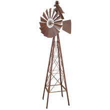Metal Windmill With Crow