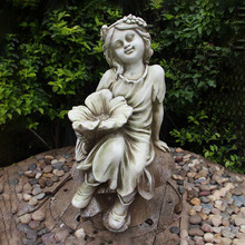 Fairy On A Mushroom Birdfeeder Fibrestone Statue