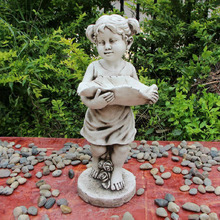 Girl Birdfeeder Fibrestone Statue