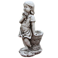 Girl with Flowerpot Fibrestone Statue