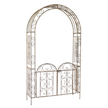 Antique Bronze Steel Garden Arch with Gate