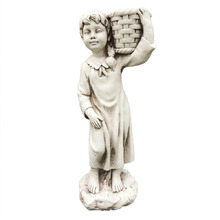 Girl Holding Basket Garden Statue