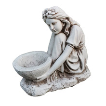 Girl Holding Birdfeeder Statue