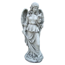 Cassiel Angel Holding Bird Fibrestone Garden Statue