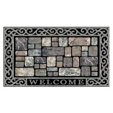 Grey Welcome Flocked Doormat