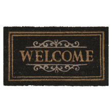 Black Welcome Scroll Coir Doormat
