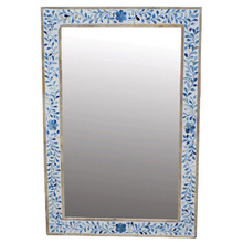 Blue Marcus Mango Wood & Bone Inlay Mirror