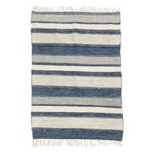 Blue & Cream Holly Flat Woven Cotton Kilim Rug