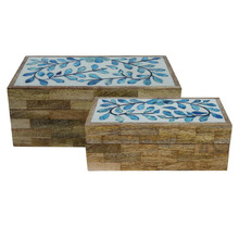 2 Piece Blue & White Jewellery Box Set